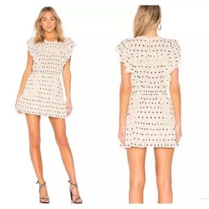 LoveShackFancy Embroidered Off White Boho Ruffle Cotton Mini Dress Size M